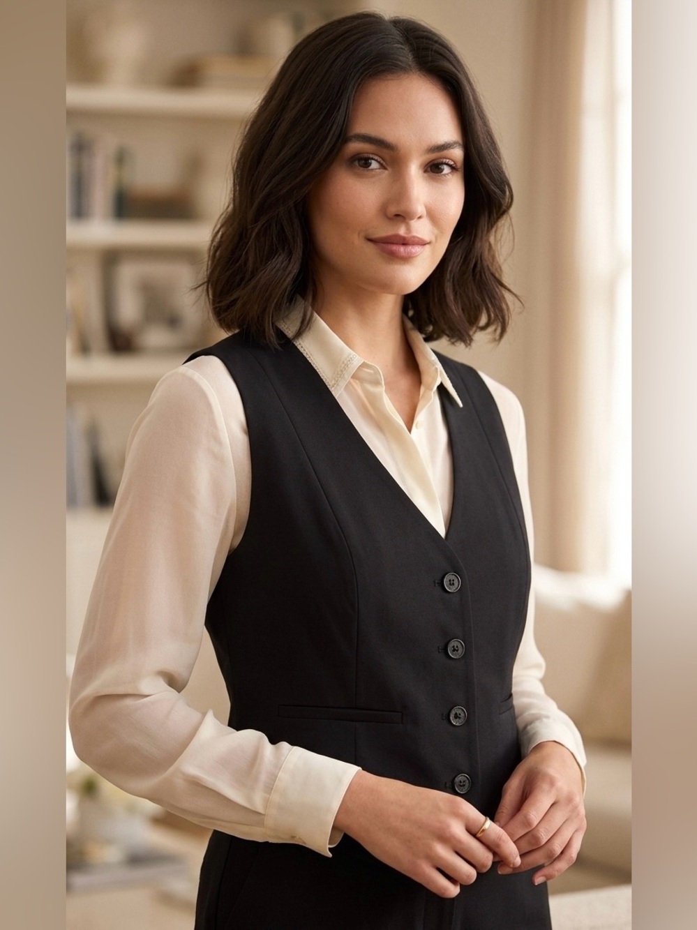 House of‎ Harlow 1960 Black Tailored Waistcoat Vest | Size M | Minimalist Chic